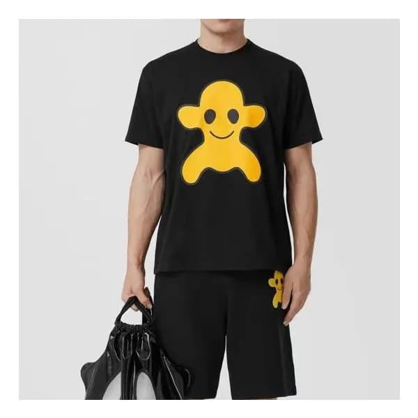 버버리 남자 크루넥 블랙 반팔티 - Unisex Black Tshirts - bur0430… - 1