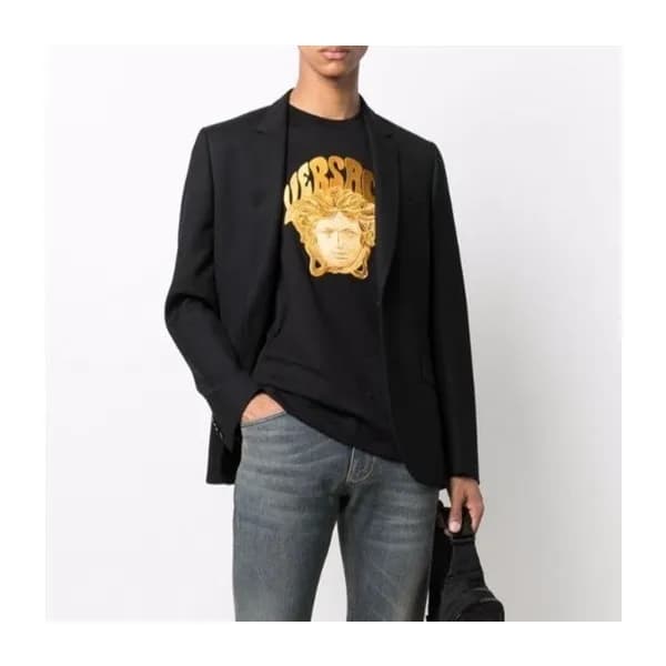베르사체 남성 크루넥 블랙 반팔티 - Mens Black Tshirts - ver0879x - 1
