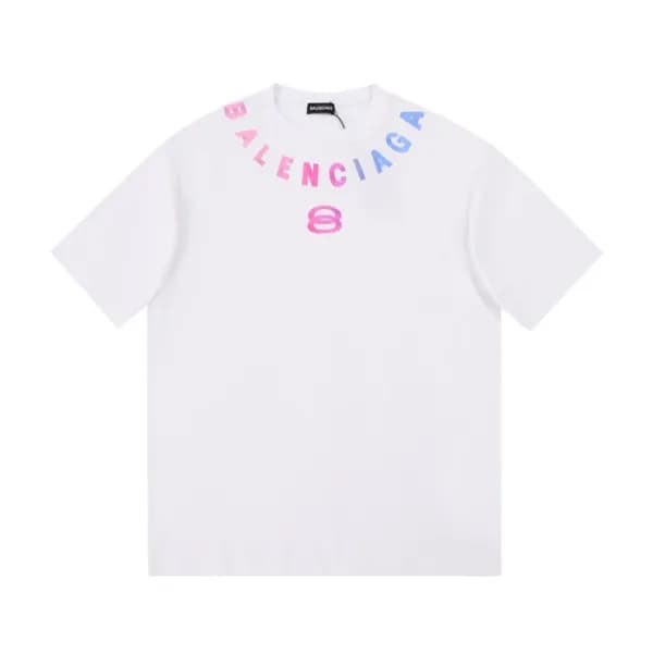 발렌시아가 남/녀 크루넥 화이트 반팔티 - Unisex White Tshirts - bal… - 1