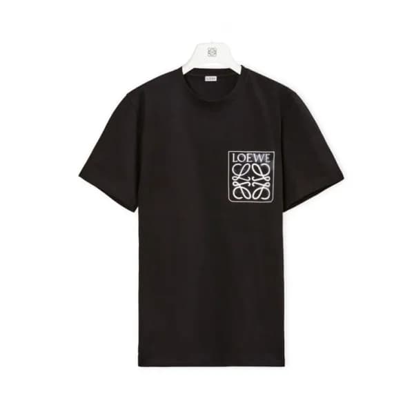로에베 남/녀 이니셜 블랙 반팔티 - Unisex Black Tshirts - loe062… - 1