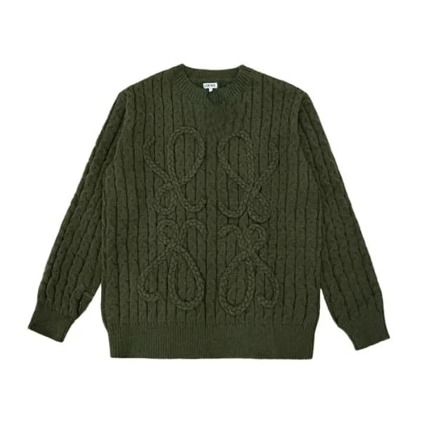 로에베 남성 그린 크루넥 스웨터 - Loewe Mens Green Sweaters - lo… - 1