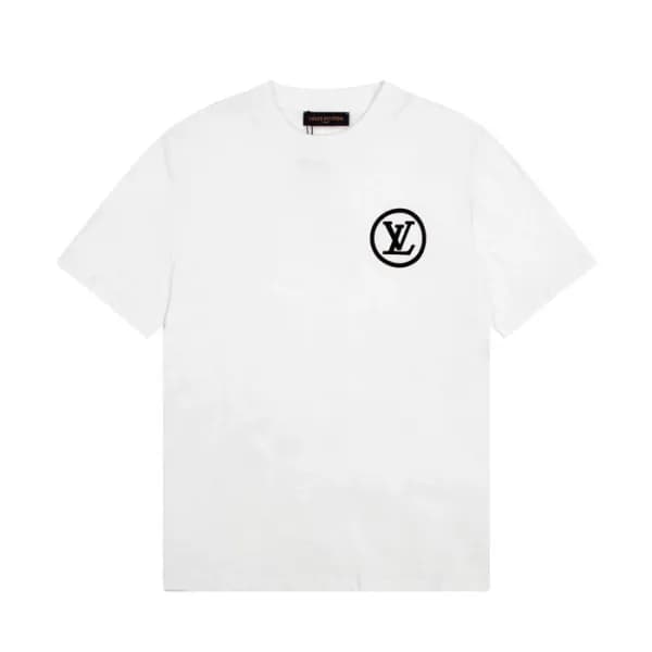 루이비통 남성 화이트 크루넥 반팔티 - Louis vuitton Mens White Sho… - 1