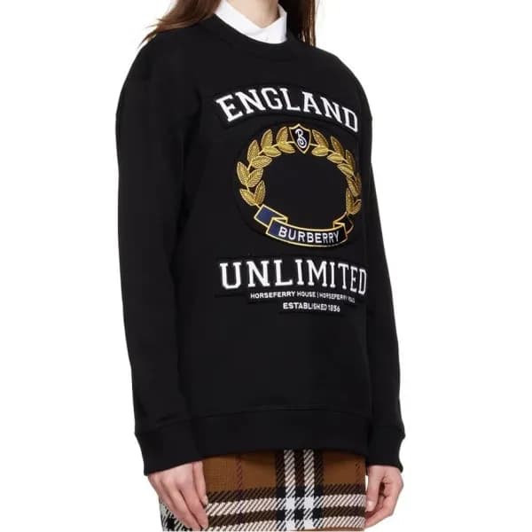 버버리 여성 크루넥 블랙 맨투맨 - Burberry Womens Black Tshirts … - 1