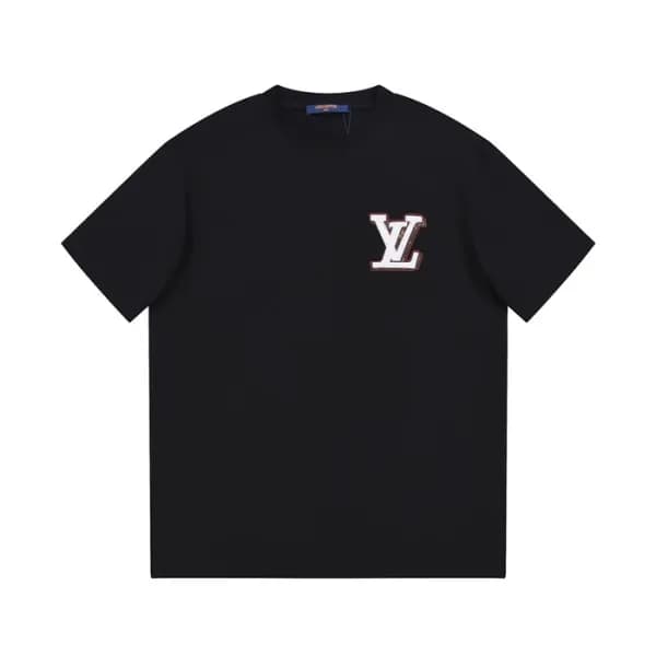 루이비통 남성 블랙 크루넥 반팔티 - Louis vuitton Mens Black Shor… - 1