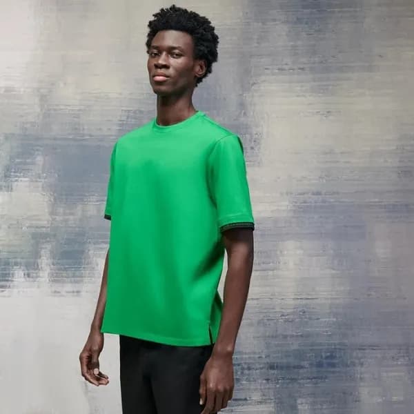 에르메스 남자 크루넥 그린 반팔티 - Hermes Mens Green Tshirts - … - 1