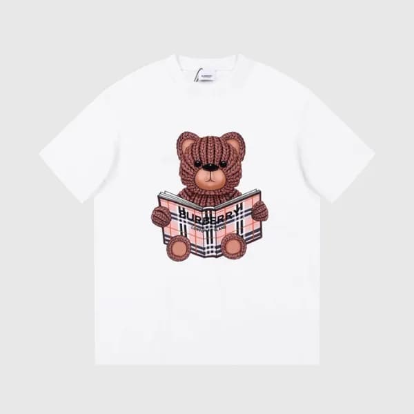 버버리 남성 화이트 크루넥 반팔티 - Burberry Mens White Short Sle… - 1