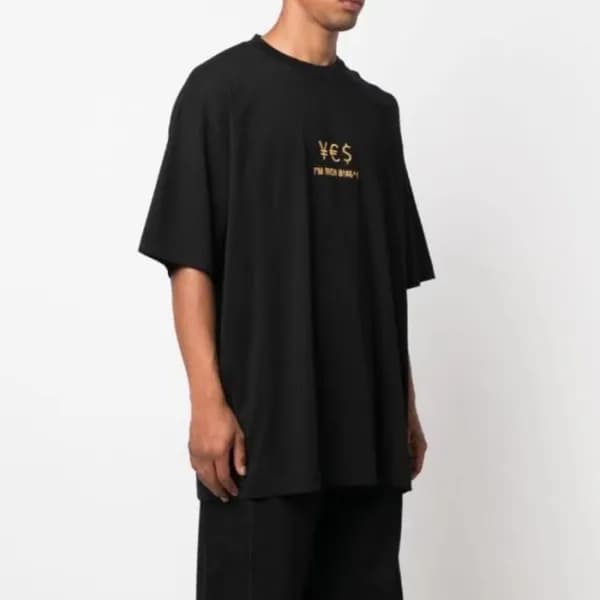 베트멍 남/녀 트렌디 블랙 반팔티 - Vetements Unisex Black Tshirt… - 1
