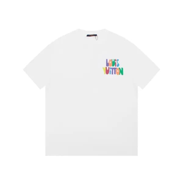 루이비통 남성 화이트 크루넥 반팔티 - Louis vuitton Mens White Sho… - 1