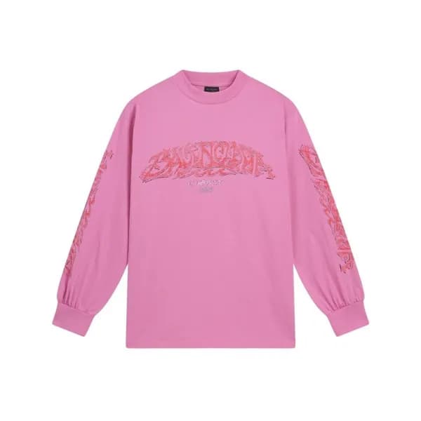 발렌시아가 남/녀 핑크 맨투맨 - Balenciaga Unisex Pink Tshirts … - 1