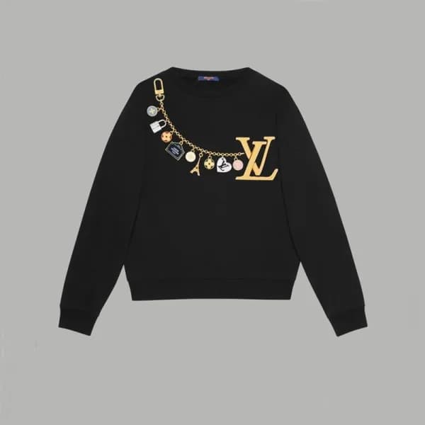 루이비통 남/녀 블랙 맨투맨 - Louis vuitton Unisex Black Tshir… - 1