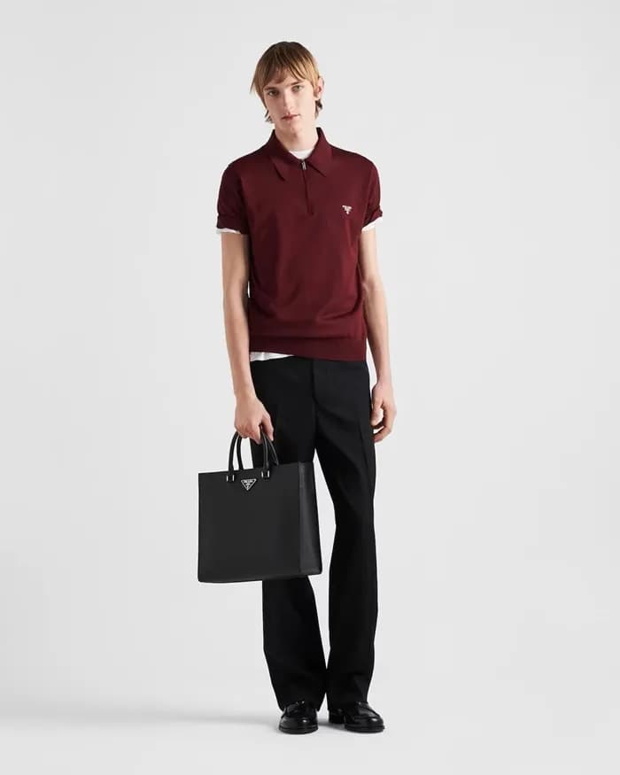 프라다 남성 버건디 반팔티 - Prada Mens Burgundy Polo Tshirts … - 1