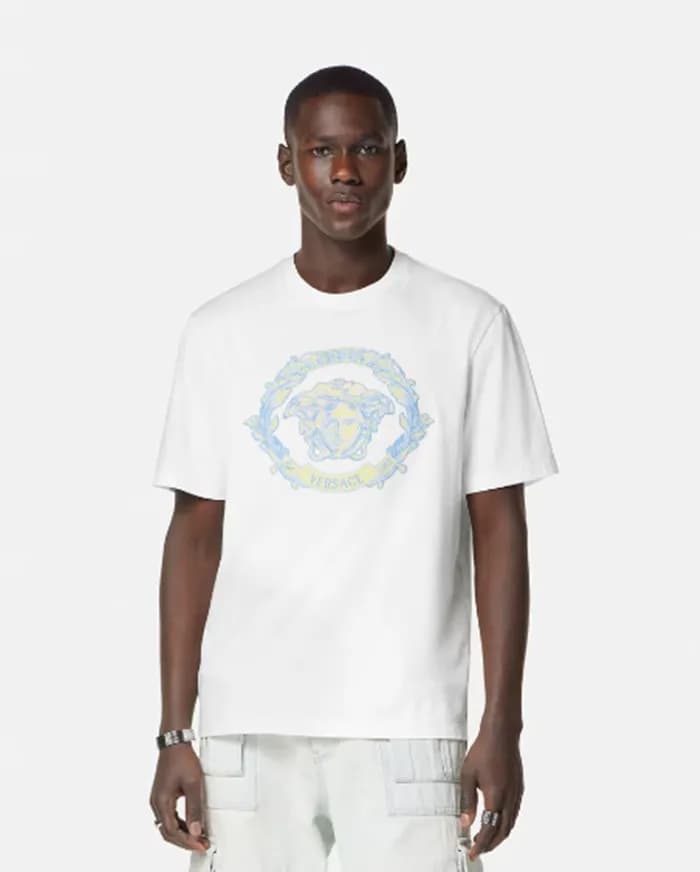 베르사체 남성 화이트 티셔츠 - Versace Mens Initial White Tshir… - 1
