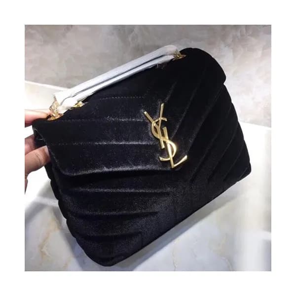 Saint Laurent Women Velvet Small Chain Shoulder Ba… - 1