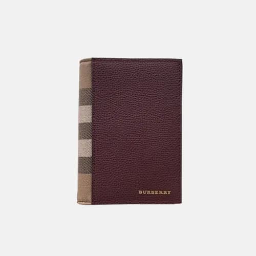 Burberry 2018 Check Leather Bifold Passport Armt -… - 1
