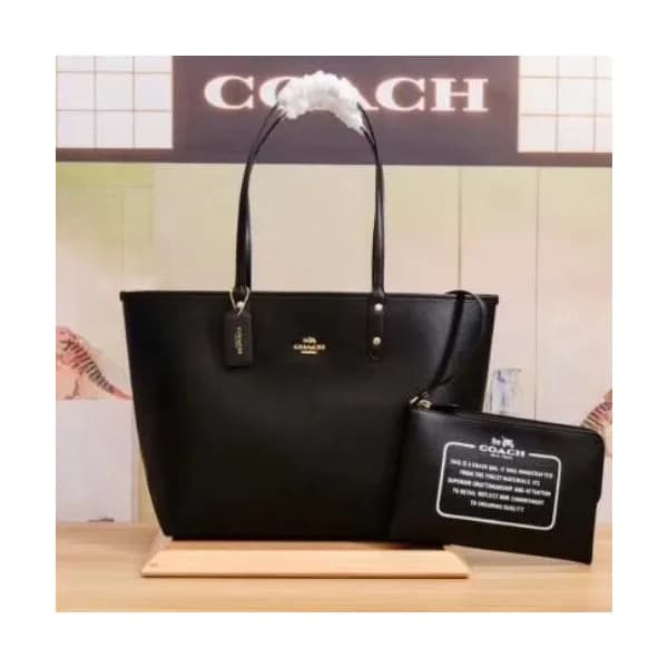 Coach Leather Coted Riversible City Tote Shoulder … - 1
