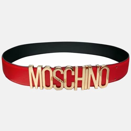 Moschino 2019 Ladies Logo Plate Calfskin Belt - 모… - 1