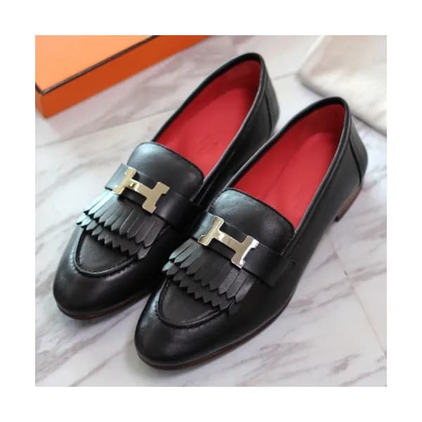 Hermes 2019 Womens H Logo Tassel Strap Leather Loa… - 1