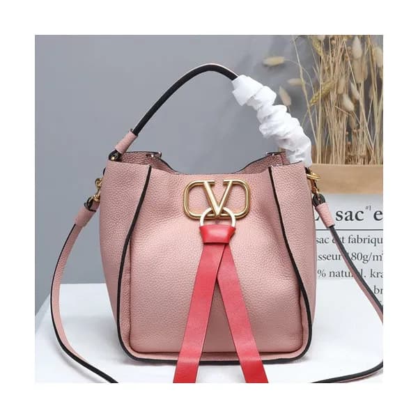 Valentino 2019 V-ring Leather Tote Shoudler Bag,22… - 1