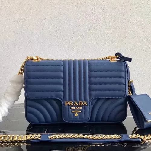 Prada 2019 Diagramme Leather Chain Shoulder Cross… - 1