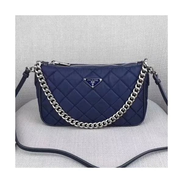 Prada 2019 Nylon Chain Tote Shoulder Cross Bag,22.… - 1