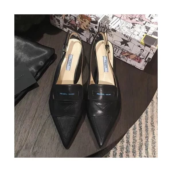 Prada 2019 Ladies Leather Middle Heel Slingback - … - 1