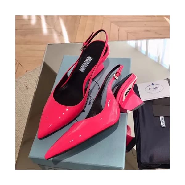 Prada 2019 Ladies Leather Middle Heel Slingback - … - 1