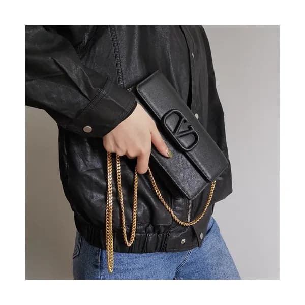 Valentino 2019 Leather Vsling Chain Shoudler Cross… - 1