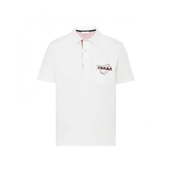 Prada Mens Basic Logo Short Sleeved Tshirts White… - 1