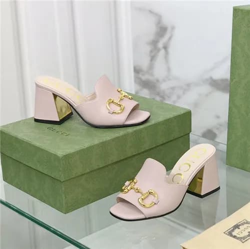 Gucci 2021 Women's Leather High Heel Slipper,G… - 1