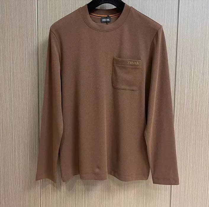 Zegna Mens Basic Crew-neck Wool Sweater Brown - 제… - 1