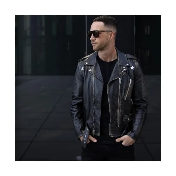 [1:1]Saint Laurent Mens Casual Leather Jackets Bl… - 1