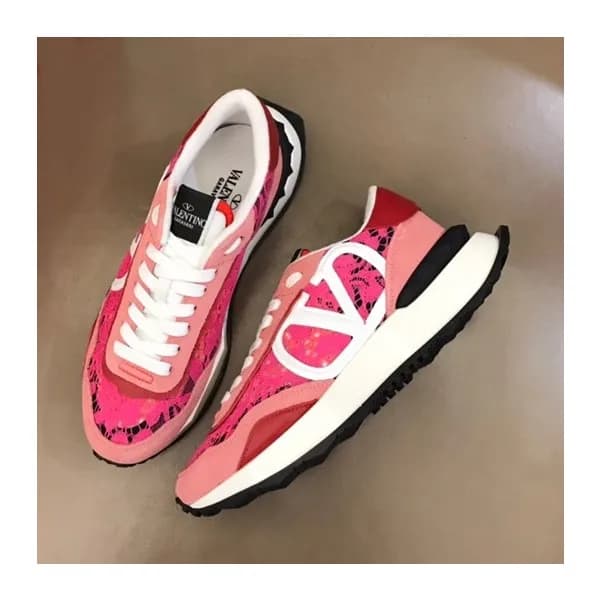 발렌티노 남/녀 트렌디 핑크 스니커즈 - Unisex Pink Sneakers - val0… - 1
