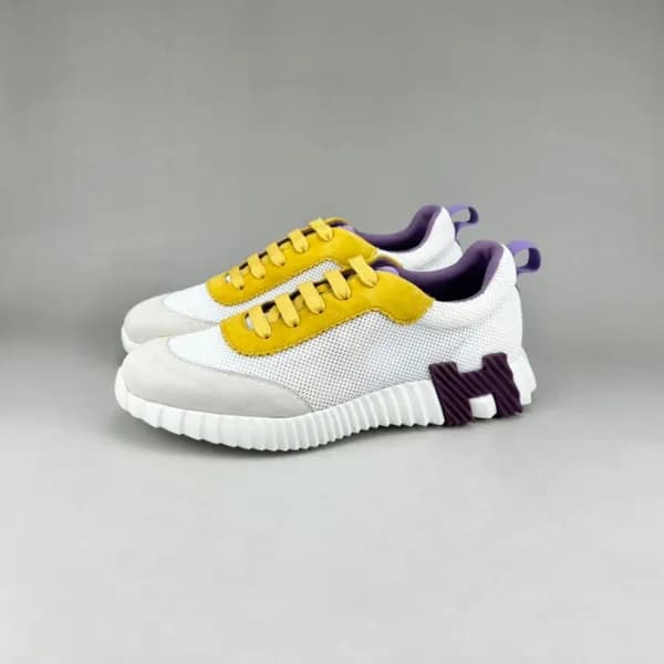 에르메스 남성 클래식 옐로우 스니커즈 - Mens Yellow Sneakers - her0… - 1