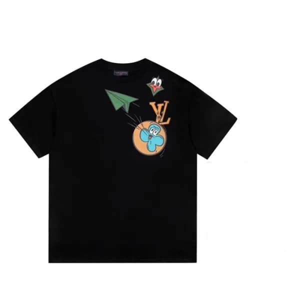 루이비통 남성 블랙 크루넥 반팔티 - Mens Black Tshirts - lou05068… - 1