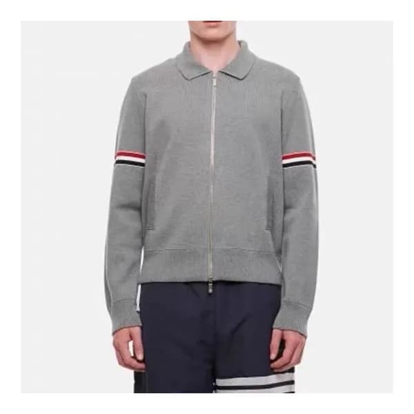 톰브라운 남성 그레이 집업 니트 - Thom Browne Mens Gray Knit - t… - 1