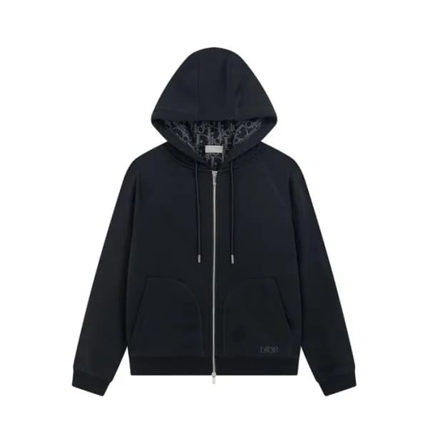 디올 남자 블랙 집업 후드티 - Dior Mens Black Hoodie - dio0220… - 1