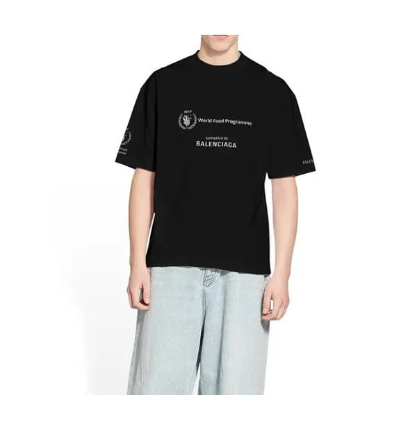 발렌시아가 남/녀 크루넥 블랙 반팔티 - Balenciaga Unisex Black Sho… - 1