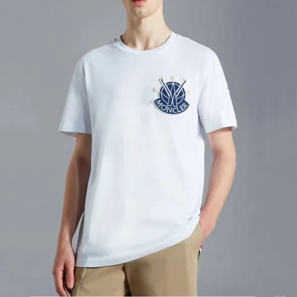 몽클레어 남성 화이트 크루넥 반팔티 - Moncler Mens White Tshirts -… - 1