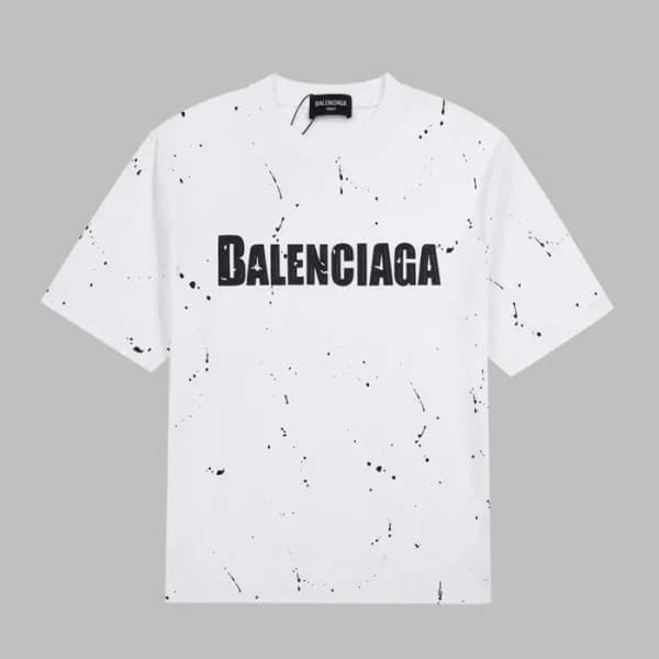 발렌시아가 남성 크루넥 화이트 반팔티 - Balenciaga Mens White Short… - 1