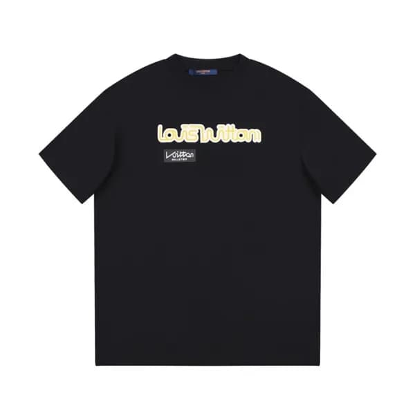루이비통 남성 블랙 크루넥 반팔티 - Louis vuitton Mens Black Shor… - 1