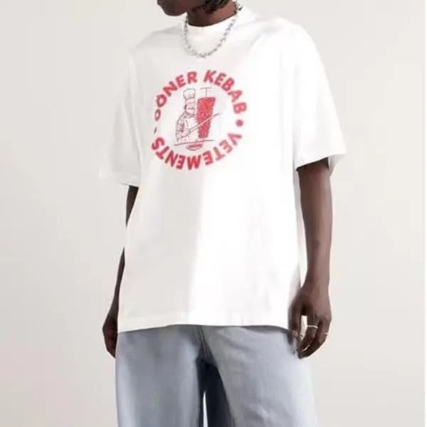 베트멍 남/녀 트렌디 화이트 반팔티 - Vetements Unisex White Tshir… - 1