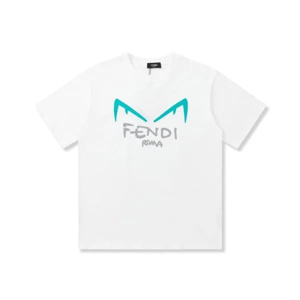 펜디 남성 화이트 크루넥 반팔티 - Fendi Mens White Short sleeved… - 1