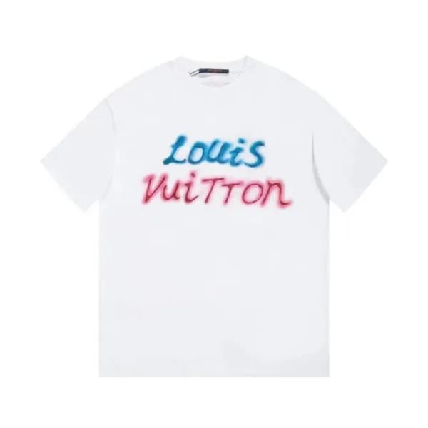 루이비통 남성 화이트 크루넥 반팔티 - Louis vuitton Mens White Sho… - 1