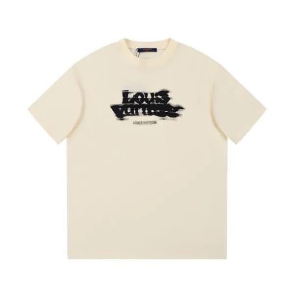 루이비통 남성 크루넥 아이보리 반팔티 - Loouis vuitton Mens Ivory S… - 1