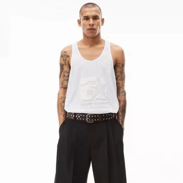 알렉산더왕 남성 화이트 나시 - Alexanderwang Mens White Sleeve … - 1