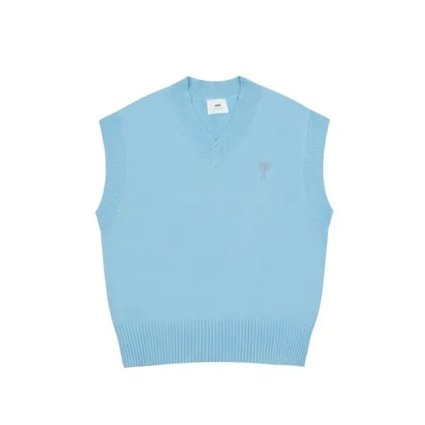아미 남/녀 블루 베스트 - Ami Unisex Blue Vest - am12x - 1