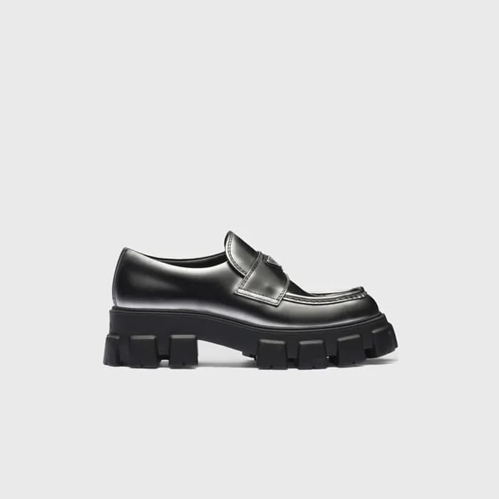 프라다 남성 모놀리스 뉘앙스 브러시드 블랙 가죽 로퍼 【매장-180만원대】 - Prada … - 1