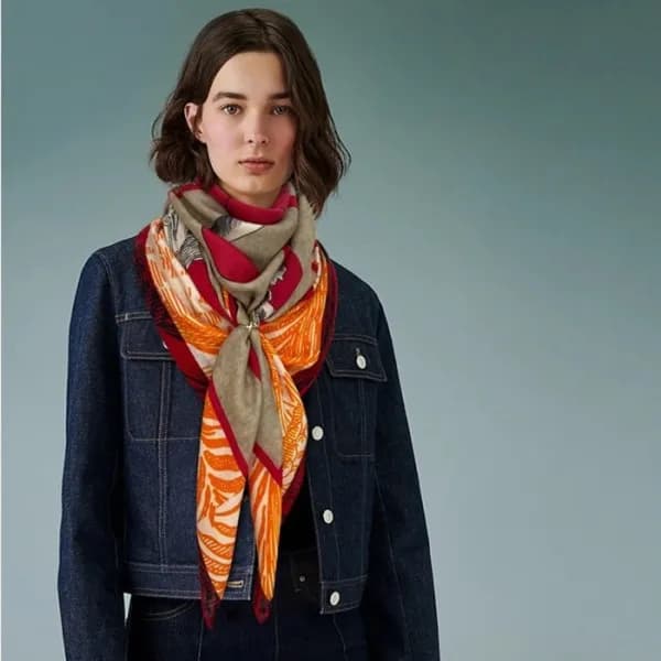 에르메스 여성 오렌지 스카프 - Hermes Womens Orange Scarf - he5… - 1