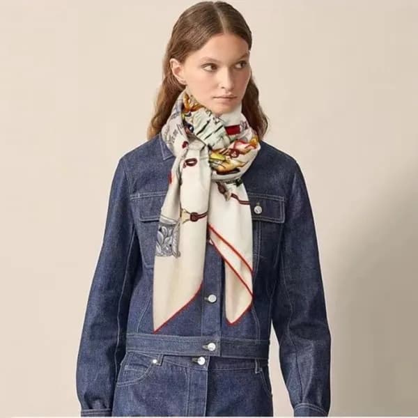 에르메스 여성 아이보리 스카프 - Hermes Womens Ivory Scarf - he5… - 1