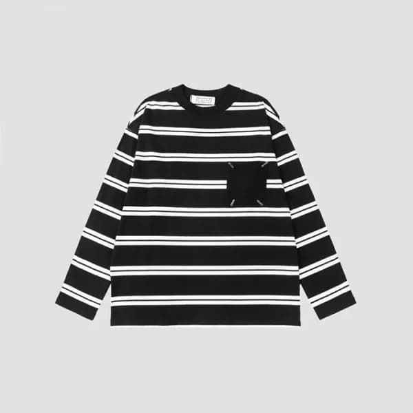 메종 마르지엘라 남성 블랙 맨투맨 - Maison Margiela Mens Black Ts… - 1